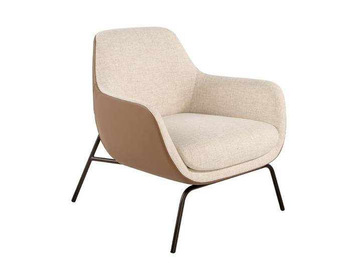 Fauteuil en tissu crème et acier nour