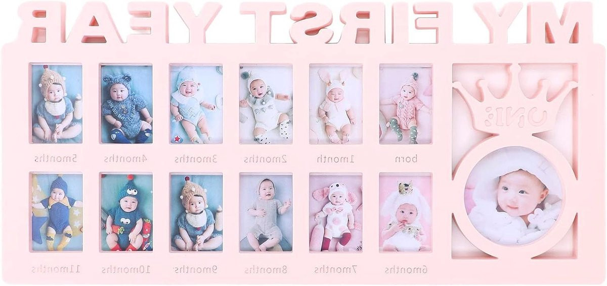 Baby Fotolijst Eerste Jaar Roze - 39 x 18,5 cm