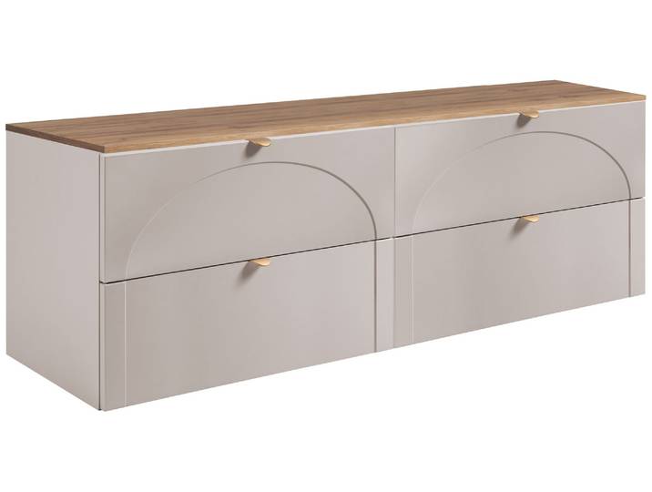 Meuble Sous Vasque Suspendu Aura Cachemire Avec Le Plan Chêne Craft 160 Cm K