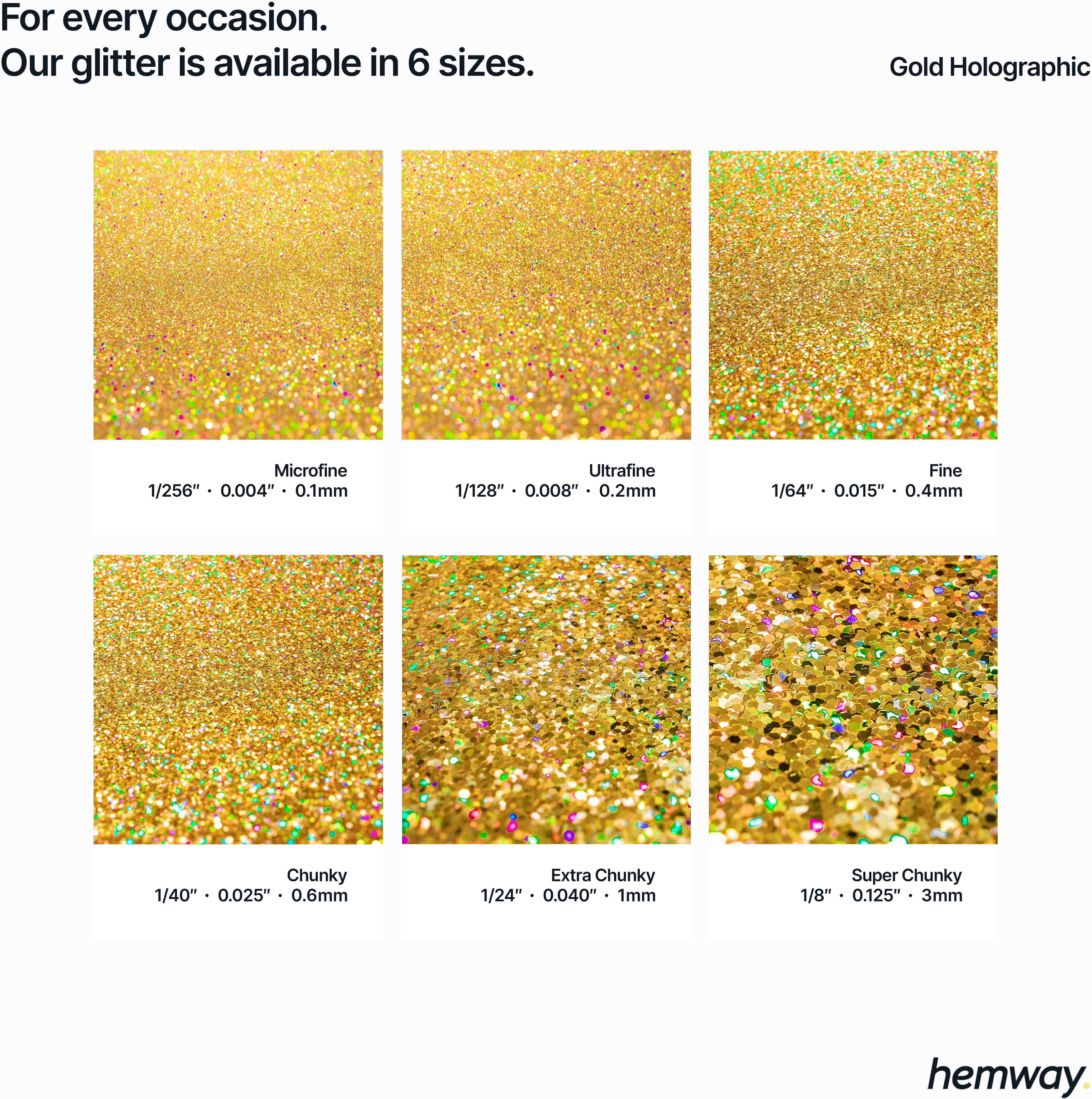 Hemway Epoxy Resin Glitter 100g / 3.5oz   Gold Holographic   Polyurethane   Tumblers   Flooring - Gold Holographic - Fine 100g