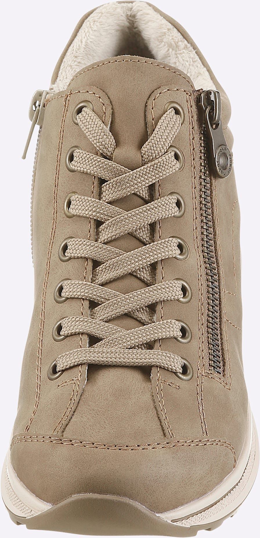 Sneaker RIEKER, Damen, Gr. 40, Textil, beige, Lederimitat, Schuhe Sneaker beige 40, Textil