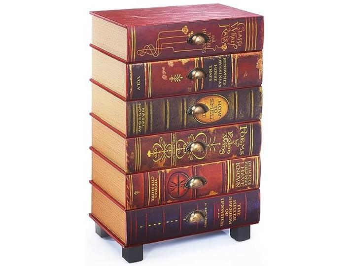 Kobolo Kommode Regal in Buchoptik Books 6 Fächer aus MDF mit Rot