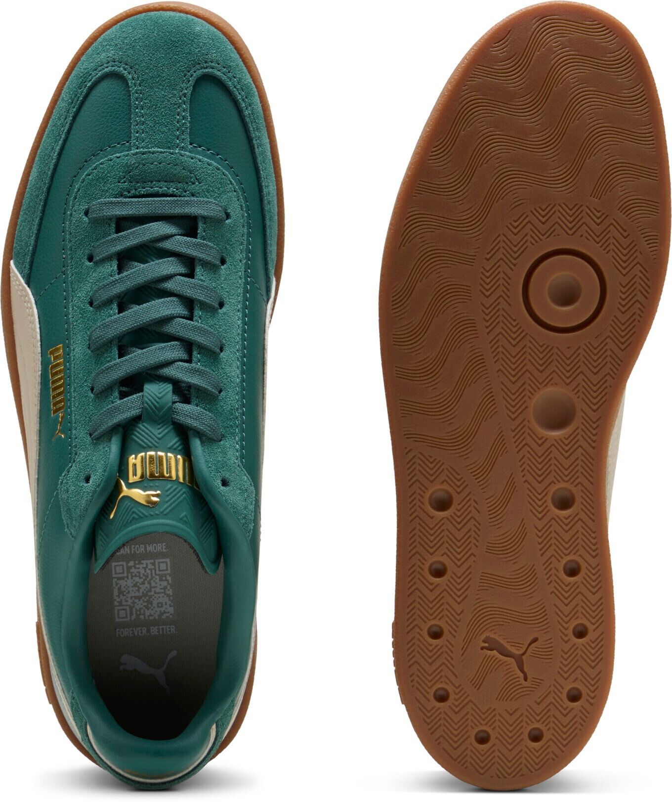 Sneaker PUMA "CLUB II ERA", Damen, Gr. 44, atmungsaktiv, grün (herb garden, silber fog, rot rhythm), Leder, unifarben, Schuhe Sneaker, für sportliche und streetwear Anlässe, mit Leder-Obermaterial herb garden, silber fog, rot rhythm 44, atmungsaktiv