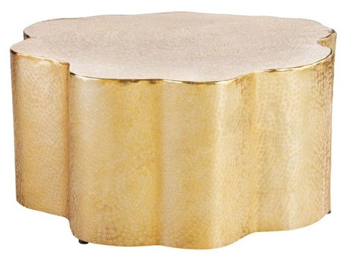 Table basse TRIANE dorée forme organique – Aluminium brillant design asymétrique