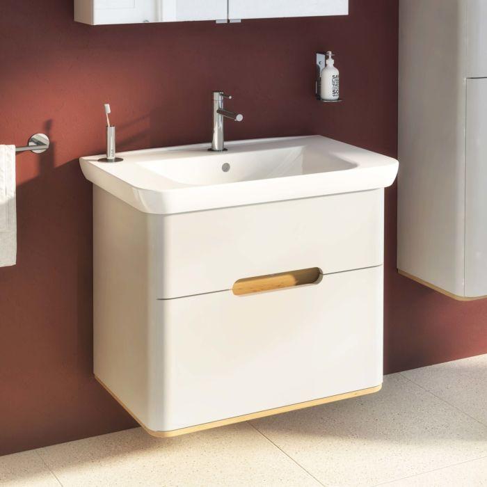 VitrA Sento Waschtisch-Möbel-Set 65989 78x48,5x68,5cm, 2 Vollauszüge, hellgrau matt, Dekor