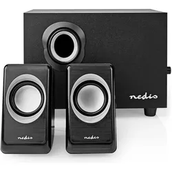Nedis PC-Lautsprecher - Stromversorgung über USB - Subwoofer - Anschlüsse Eingang: 1x 3.5 mm - 2.1 (33 W), HiFi + Heimkino Lautsprecher, Schwarz