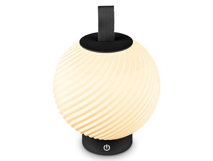 BRILONER - LED Tischlampe kabellos IP44 mit Touch, dimmbar, warmweißes Licht, 3D-gedruckter Lampenschirm, Tischlampe Akku, Nachttischlampe, LED Lampe, Akku Tischleuchte, Leselampe, 18x25 cm, Schwarz