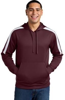 Sport-Tek ST255 Sport-Wick Fleece United Pullover Hoodie in Maroon/White size 4XL   Polyester