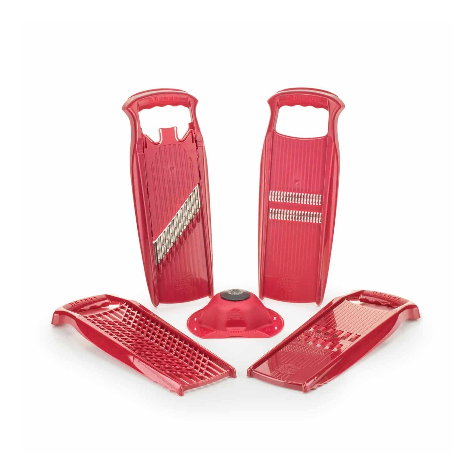 Borner Grater-Set Julienne Slicer, Crincle, Wave-Waffle Cuter, Cheese Grater