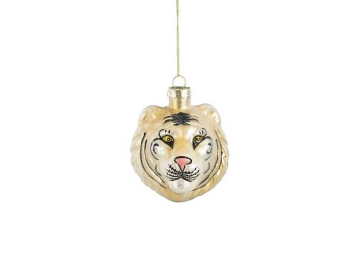Mica Decorations kerstornament tijgerkop - glas - geel