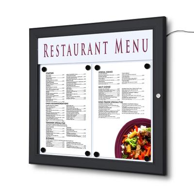 SHOWDOWN Displays Showdown Speisekartenhalter LED Outdoor - 2x DIN A4 quer - Aluminium / Stahl - Schwarz