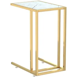 vidaXL Computer-Beistelltisch Weiß Marmor 50x35x65 cm Hartglas
