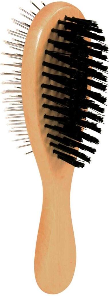 TRIXIE Bürste, beidseitig, Holz / Nylon- & Drahtborsten, 6 x 21 cm