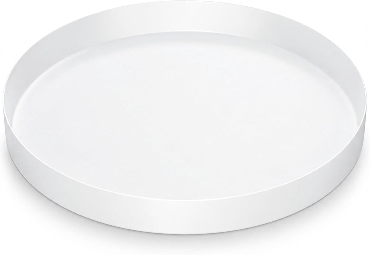 Wit decoratief rond dienblad met antislip voor adventskransen en decoratie, Ø 25 cm