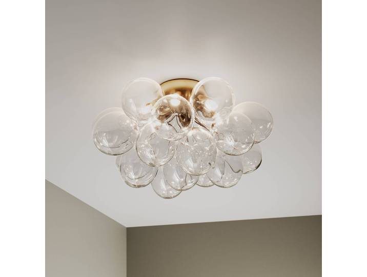 Plafondlamp Gross, dimbaar, helder / transparant, Woon-/ Eetkamer, Glas, plafondlamp