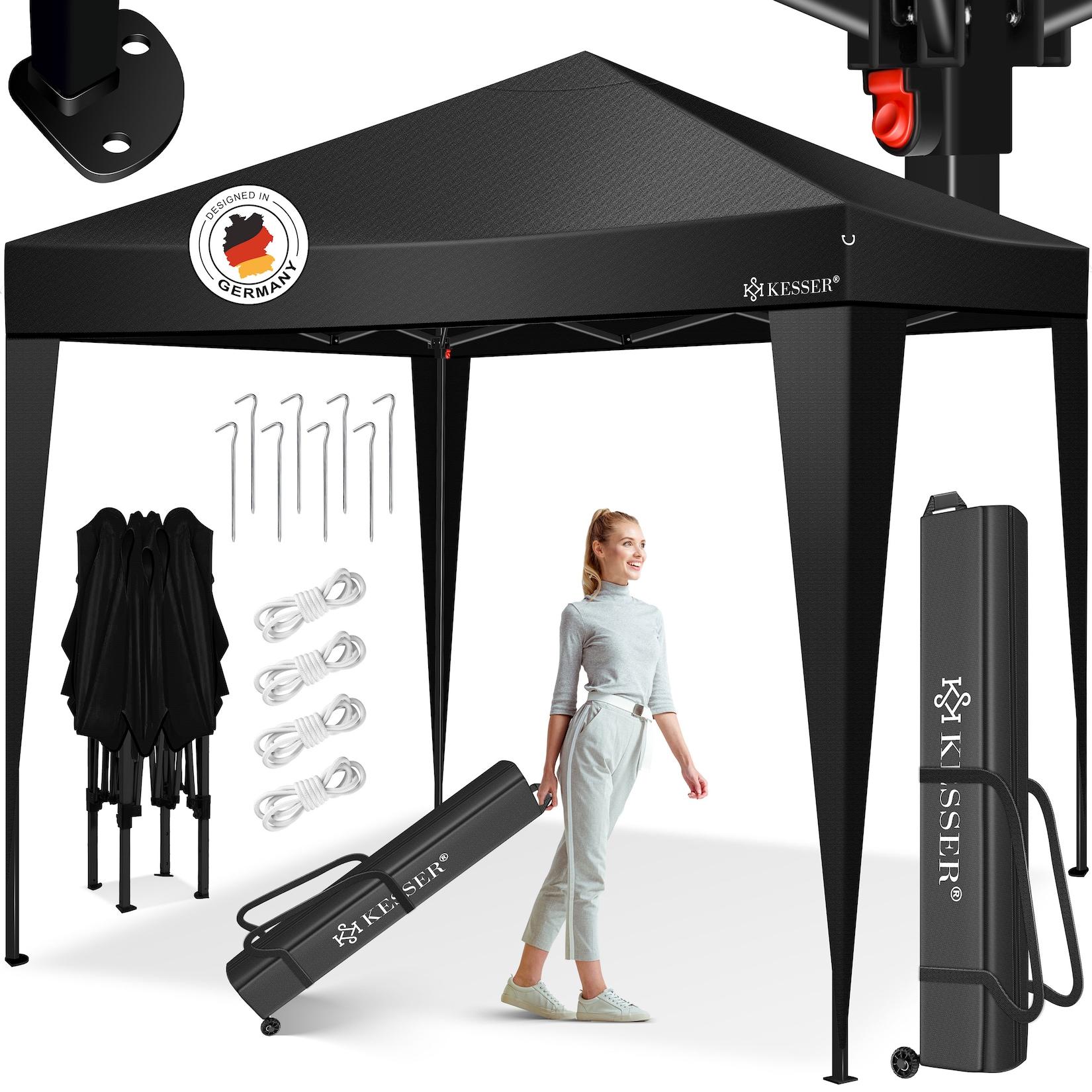 KESSER® Pavillon 3x3m wasserdicht inkl. Tragetasche mit Rollen Pop-Up Klicksystem UV-Schutz 50+ Faltpavillon Gartenzelt Partyzelt Metall-Verstrebungen