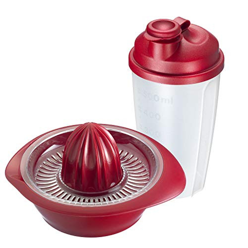 Westmark Mixery Fitnessset Limetta, citrus- en sinaasappelpers en dressingshaker, rood/transparant, 2-delig, elk 0,5 l