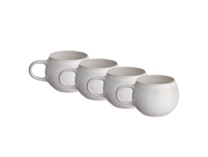 BUTLERS 4er-Set Tassen Steinzeug - COTTAGE - spülmaschinenfest Farbe Weiß - 350 ml - Kaffeebecher für Kaffeepausen - Teetassen für Heißgetränke - ländlicher Stil