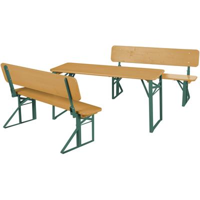 Kindersitzgruppe ROBA "Outdoor Party-Garnitur für Kinder, natur/grün, aus Holz", beige (natur), Sitzmöbel-Sets, Kinder, Massivholz, mit Lehne