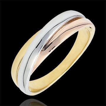 Edenly Trauring Saturn Diamant - Dreierlei Gold - 9 Karat