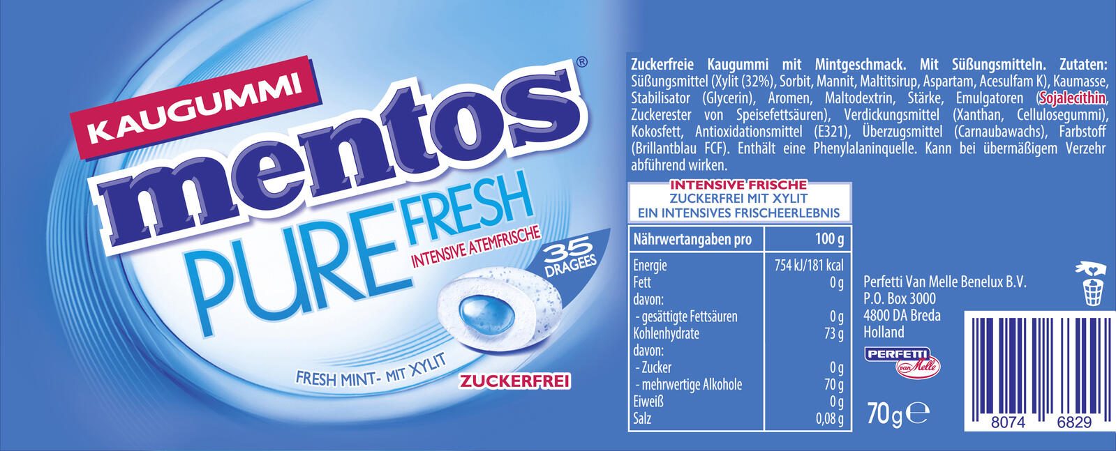 mentos PURE FRESH MINT Kaugummis 1208665006