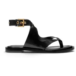 Michael Kors für Damen. 40T6IRFS1L Sandalen Irene aus Leder mit gekreuzten Riemen schwarz (36), Wohnung, Schnalle, Lässig