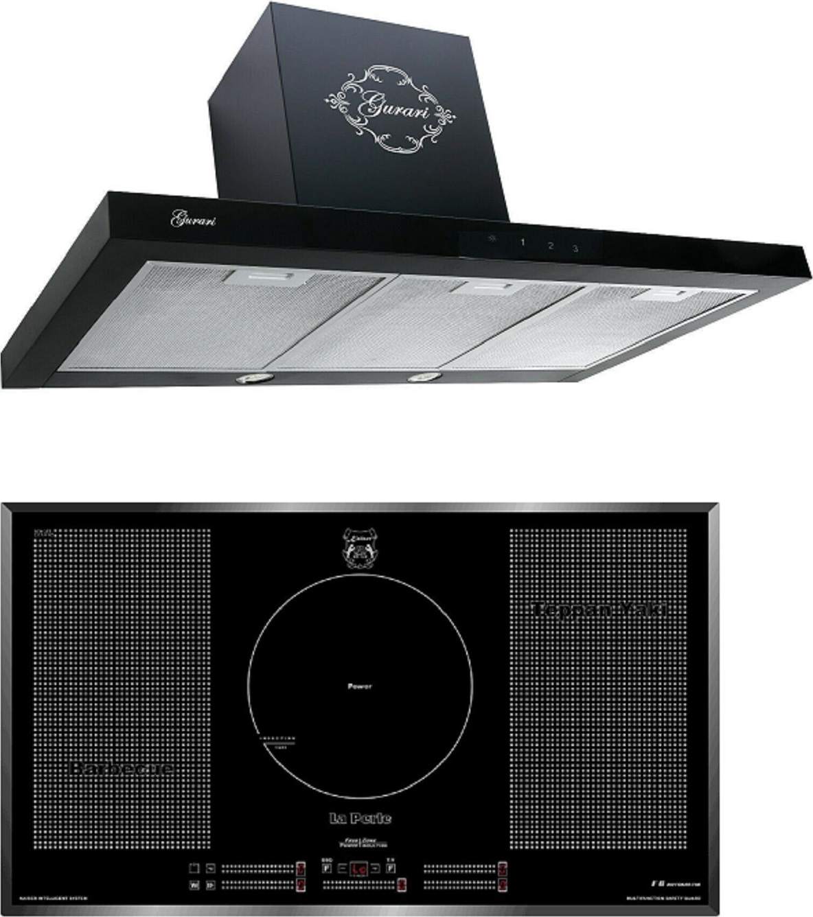 Gurari 462 BL 9 Prime Dunstabzugshaube 90 cm+ Induktions-Kochfeld KCT 97 FI La Perle