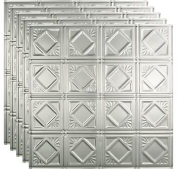 Fasade FASÄDE Traditional Style 4 Decorative Vinyl 2ft x 2ft Lay in Ceiling Panel in Brushed Aluminum (5 Pack)