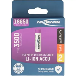 Li-Ion Akku 18650 3,6 Volt 3500mAh, 12,6Wh, 70x18,5mm, geschützter Akku mit Sicherheitsbeschaltung