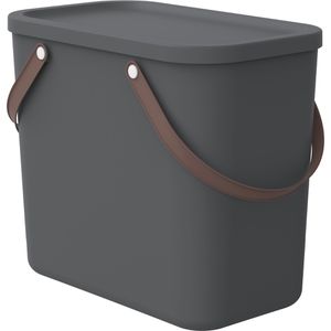 Rotho Aufbewahrungsbox Albula 25L, mit Deckel, Kunststoff, anthrazit, 40 x 24 x 34cm
