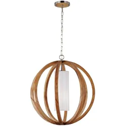 Elstead Lighting, Pendelleuchte, Allier Hängeleuchte E27 72cm Helles Holz, Stahl gebürstet (E27)