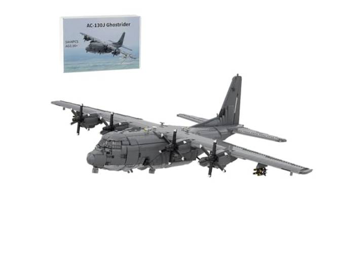 LootPop Elektrischer Flugzeugbaustein-Bausatz, 1/35 AC-130J GhostRider-Bausteinset, Große dynamische Version eines zusammengebauten Militärflugzeugmodells, 5444 Teilen