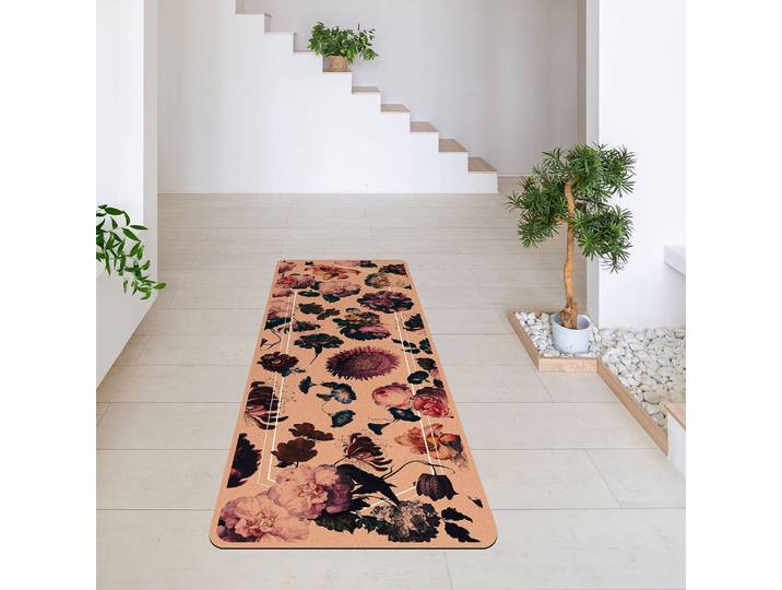 Tapis de yoga Fleurs baroques 183 x 61cm Rose foncé