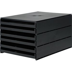 Styro Styro Schubladenbox 14-8052.90,  val Pro, A4, 6 Fächer, Kunststoff, offen, schwarz