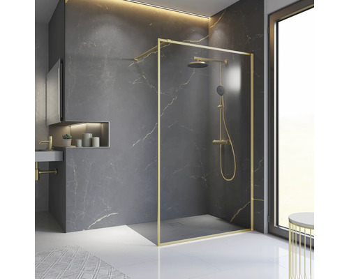 SCHULTE Walk In Trend 2.0 ExpressPlus 100 x 200 cm Profil gold matt Klarglas schmutzabweisende Glasbeschichtung