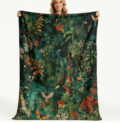 Inspire Curations Tropical Jungle Birds Soft Flannel Throw Blanket 7 70x100cm