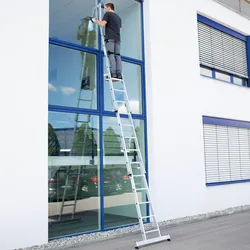 Günzburger Steigtechnik Sprossen-Glasreinigerleiter mit nivello-Traverse 2tlg. - 011013