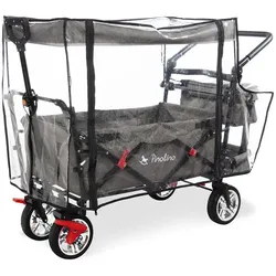 Pinolino Klappbollerwagen „AddPlus” mit Bremse, grau meliert, inkl. Regenschutz