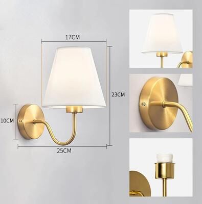 Uplift Picks Modern Fabric Wall Sconce Retro E27 Bedside Wall Lamp gold (1 Pc)