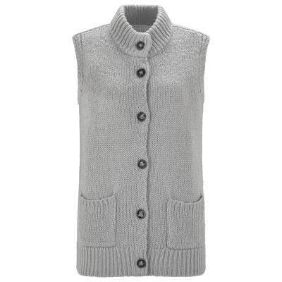 Strickjacke GOLDNER "Strickweste mit Knopfleiste", Damen, Gr. 38, grau, Obermaterial: 100% Polyacryl PAN., Gerade, Strickjacken Strickjacke, aufgesetze Taschen