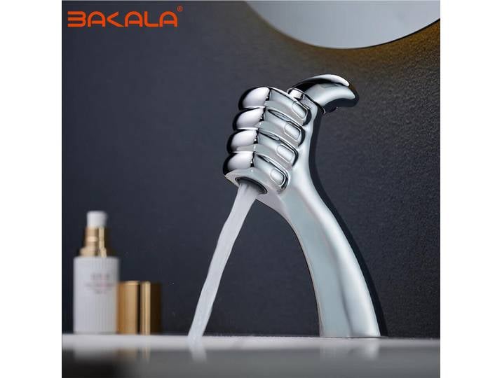 BAKALA robinet de lavabo à poignée unique, robinet d'eau en laiton massif finition or chromé noir blanc mitigeur d'évier de salle de bains