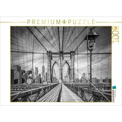 CALVENDO Puzzle NEW YORK CITY Brooklyn Bridge Monochrom | 1000 Teile Lege-Größe 64x48cm Foto-Puzzle für glückliche Stunden