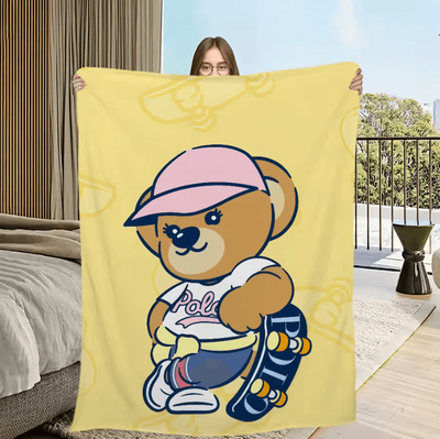 Inspire Curations Cute Bear Soft Plush Flannel Throw Blanket z4 gait150x220cm