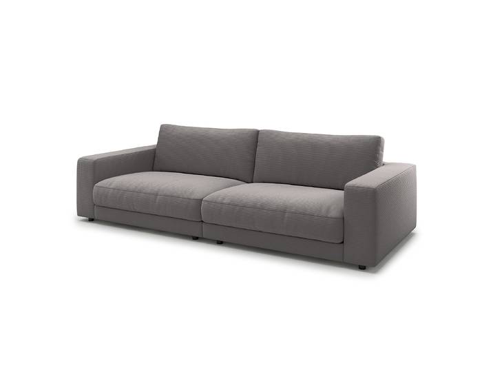 Big-Sofa Grau Cordstoff Catia 290 x 86 x 127cm Modern Polyurethanschaum