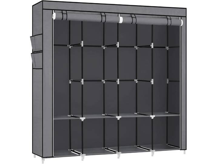 Stoffschrank 170cm grau 4 Hängefächer