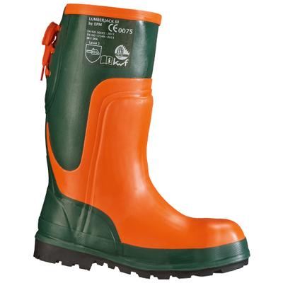 Sicherheitsschuh CRAFTLAND "Waldarbeiterstiefel ULME" Gr. 40, orange (orange, grün), 40, Obermaterial: 50% Rindsleder Leather cow. 50% Lammleder LEL., Schuhe