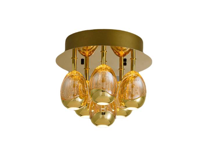 Dimmbare LED Design Deckenlampe „Rocio“, 6-flammig Gold, Champagner Schuller