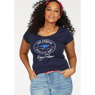 T-Shirt KANGAROOS, Damen, Gr. 52/54, blau (marine), Rippware, Obermaterial: 100% Baumwolle, bedruckt, kontrastfarbene Details, sehr figurbetont hüftbedeckend, Rundhals, Shirts T-Shirt, Kurzarm, sehr figurbetont, im Vintage-Design,...