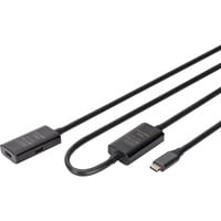 Aktives USB 3.2 Gen 1 Verlängerungskabel, USB-C Stecker > USB-C Buchse schwarz, 10 Meter, Repeater Kabel