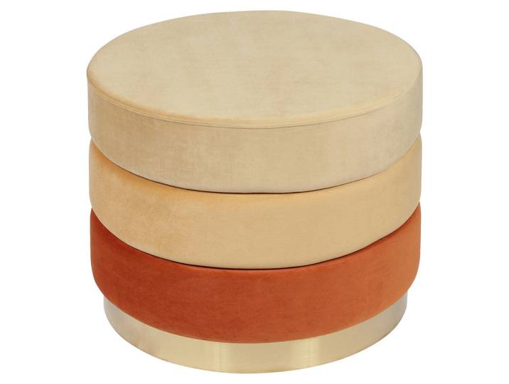 Kayoom Hocker, Orange, Goldfarben, Metall, rund, 42 cm, Wohnzimmer, Sessel, Hocker, Sitzhocker